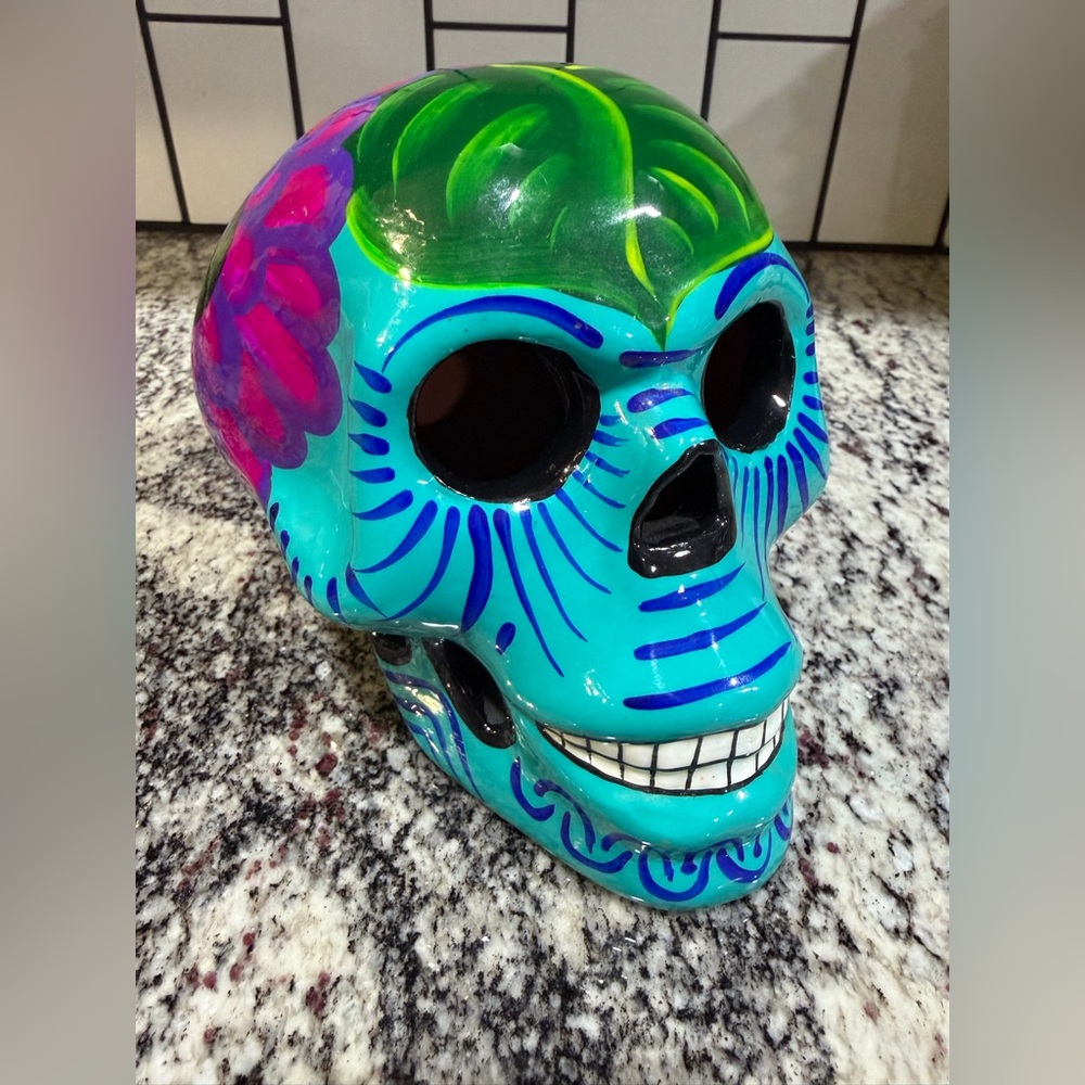 Colorful Ceramic Skull From Mexico City